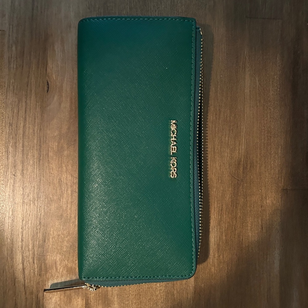 Michael Kors Green Zip-Around Wallet